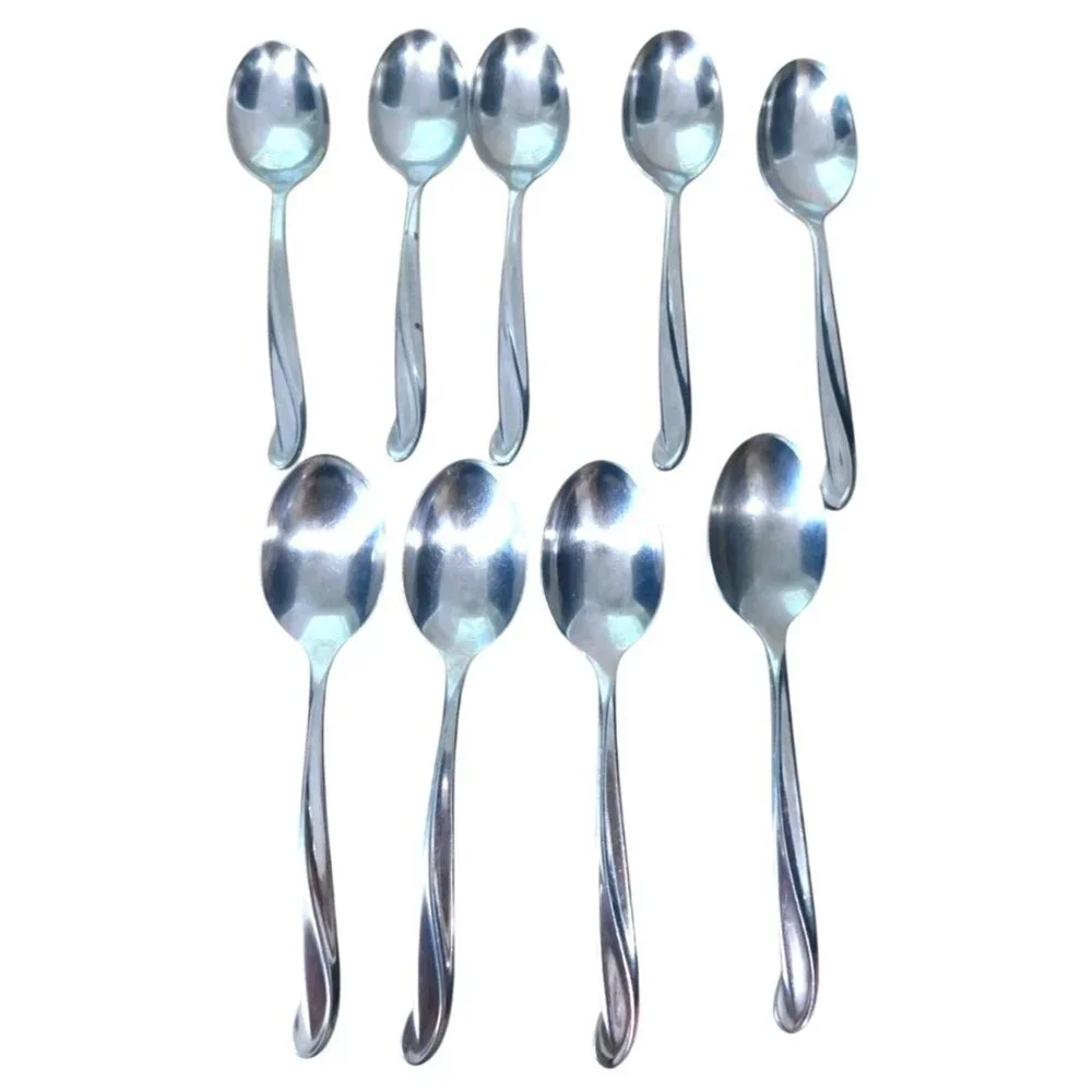 Lot of 9 International Stainless USA Space Pattern Teaspoon Spoons 5.5